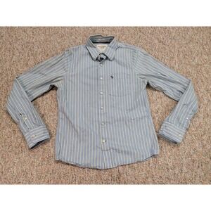 Abercrombie & Fitch Shirt Mens Large Blue Yellow Striped Button Up Muscle Moose